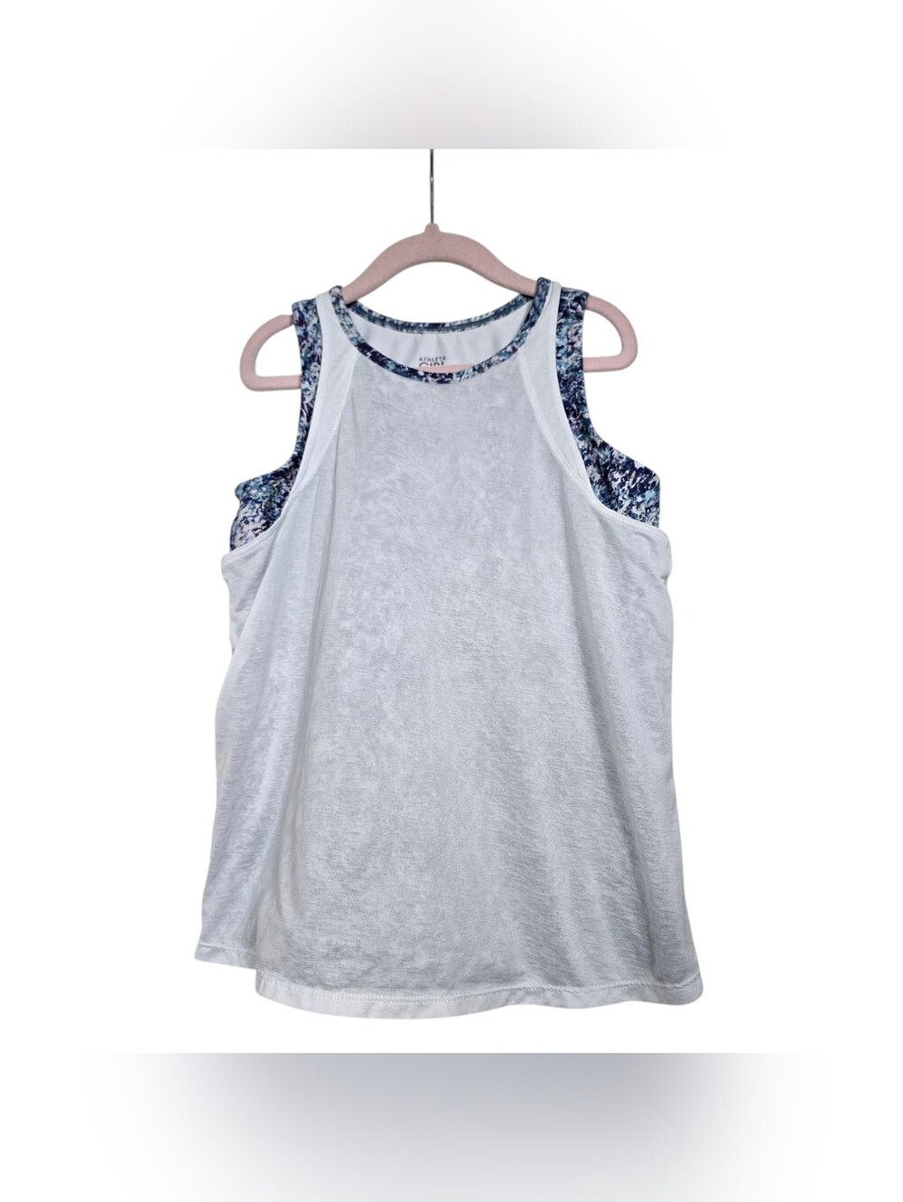 Athleta Girl Layered Tank Top L White Blue Purple 12